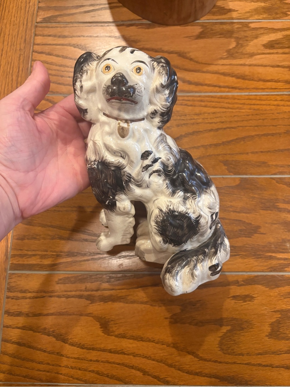 Decorative Black and White Ceramic Dog Figurine - Pets Dog